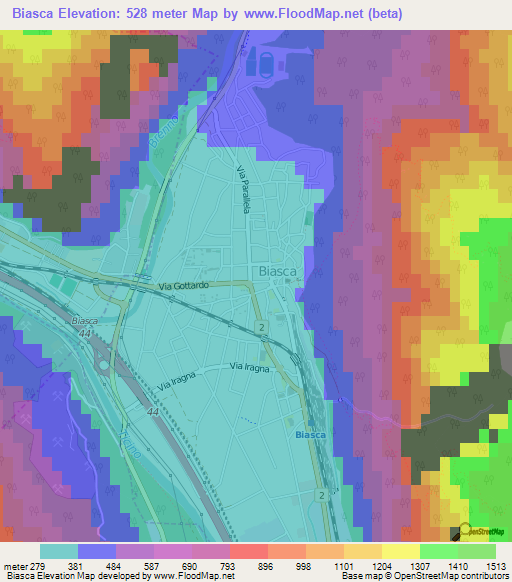 Biasca,Switzerland Elevation Map