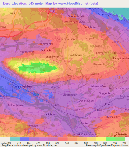 Berg,Switzerland Elevation Map