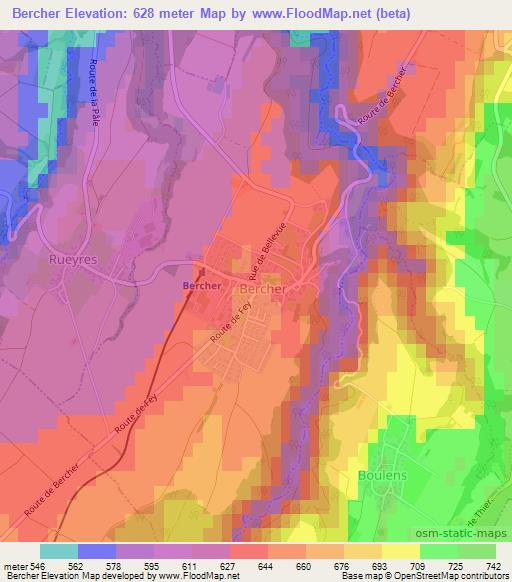Bercher,Switzerland Elevation Map