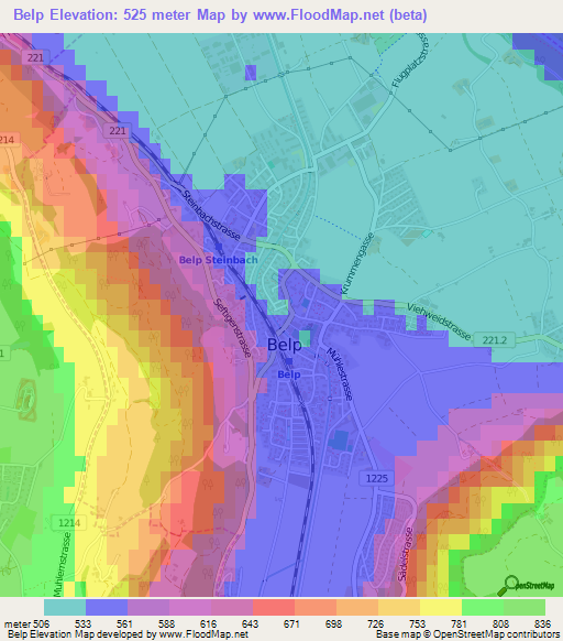 Belp,Switzerland Elevation Map