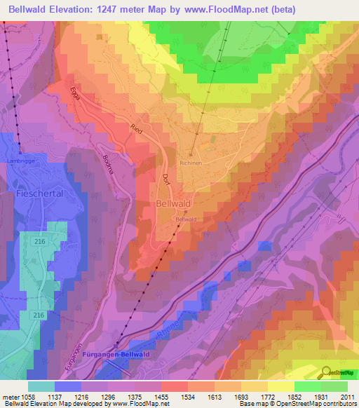 Bellwald,Switzerland Elevation Map