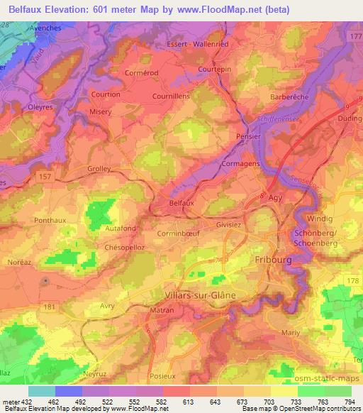 Belfaux,Switzerland Elevation Map