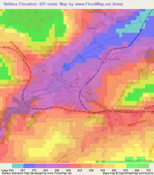 Belfaux,Switzerland Elevation Map