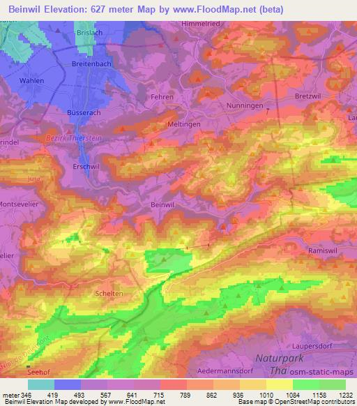 Beinwil,Switzerland Elevation Map