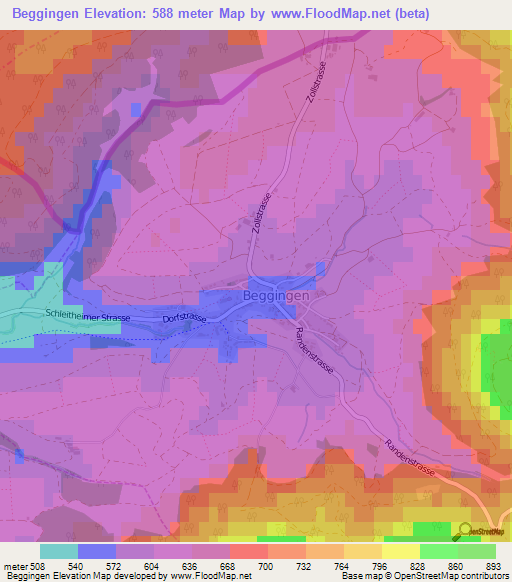 Beggingen,Switzerland Elevation Map