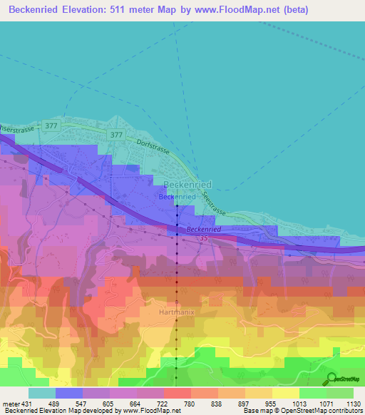 Beckenried,Switzerland Elevation Map