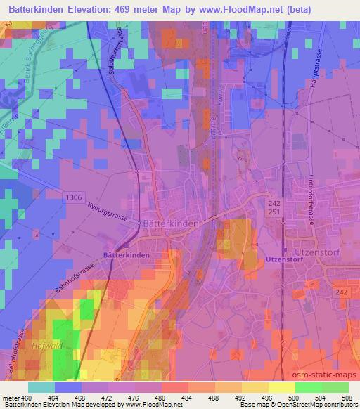 Batterkinden,Switzerland Elevation Map