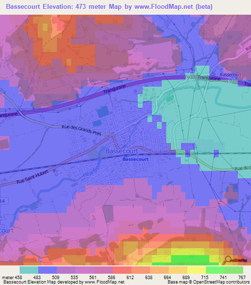 Bassecourt,Switzerland Elevation Map