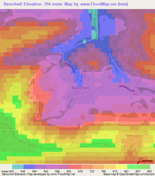 Barschwil,Switzerland Elevation Map