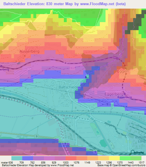 Baltschieder,Switzerland Elevation Map