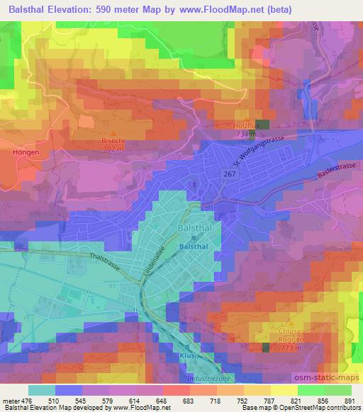 Balsthal,Switzerland Elevation Map