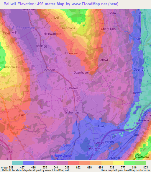 Ballwil,Switzerland Elevation Map