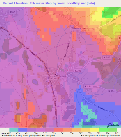 Ballwil,Switzerland Elevation Map