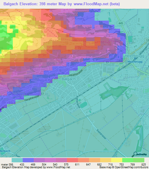 Balgach,Switzerland Elevation Map