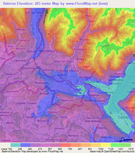 Balerna,Switzerland Elevation Map