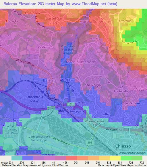 Balerna,Switzerland Elevation Map