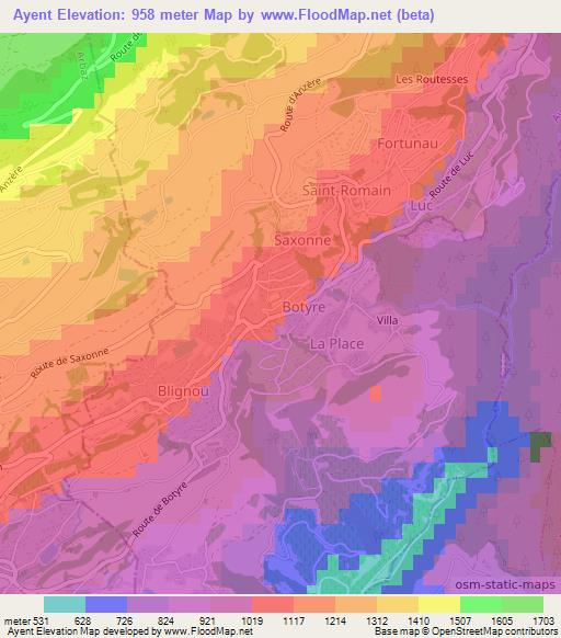 Ayent,Switzerland Elevation Map