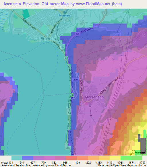 Axenstein,Switzerland Elevation Map