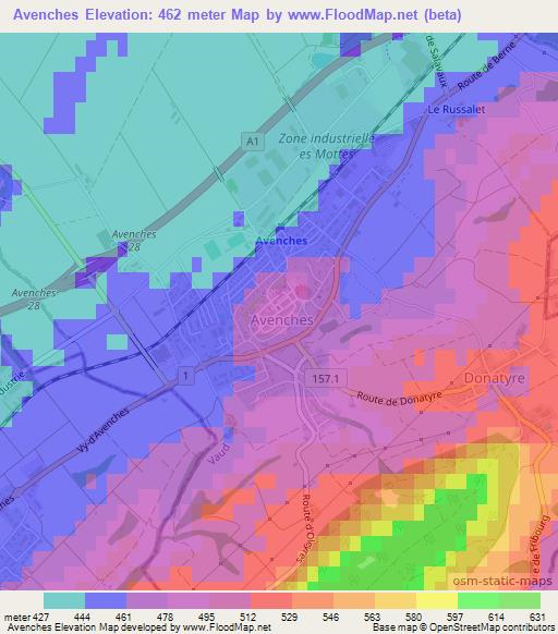 Avenches,Switzerland Elevation Map