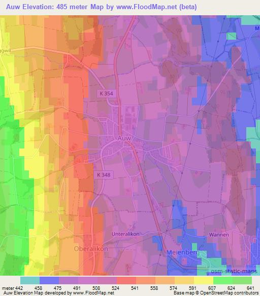 Auw,Switzerland Elevation Map