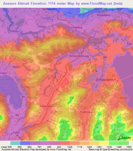 Aussere Altmatt,Switzerland Elevation Map