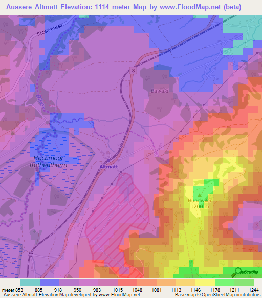 Aussere Altmatt,Switzerland Elevation Map