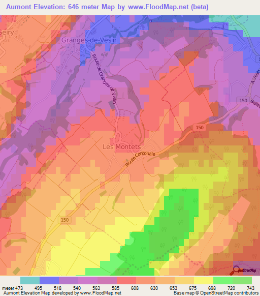 Aumont,Switzerland Elevation Map