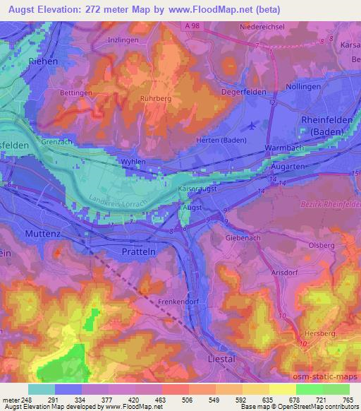 Augst,Switzerland Elevation Map