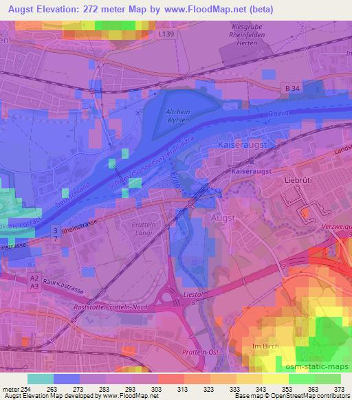 Augst,Switzerland Elevation Map