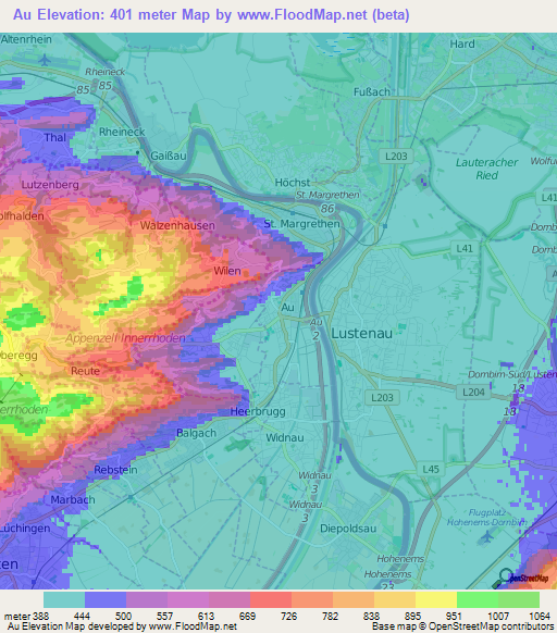 Au,Switzerland Elevation Map