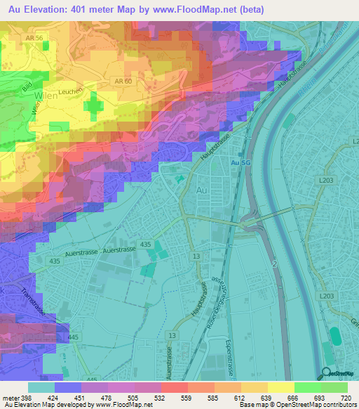 Au,Switzerland Elevation Map