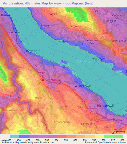 Au,Switzerland Elevation Map