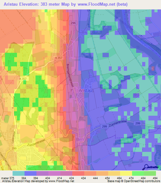 Aristau,Switzerland Elevation Map