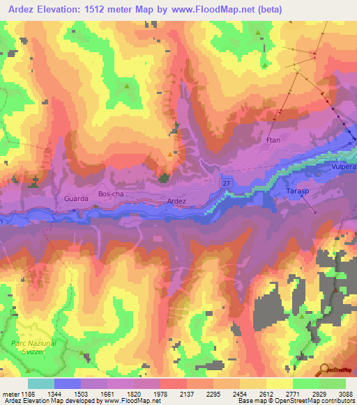 Ardez,Switzerland Elevation Map