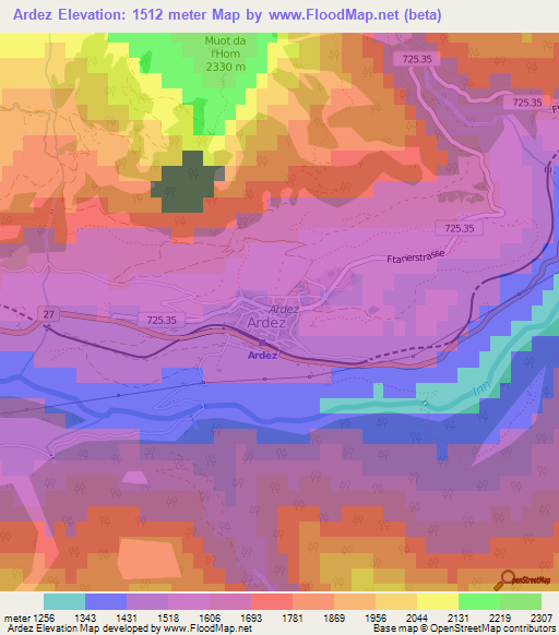 Ardez,Switzerland Elevation Map