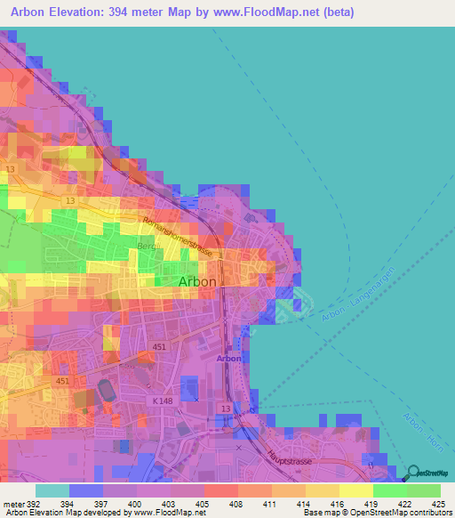 Arbon,Switzerland Elevation Map