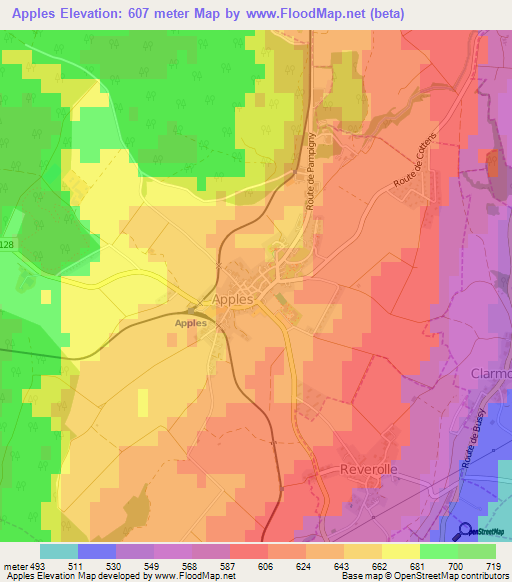 Apples,Switzerland Elevation Map