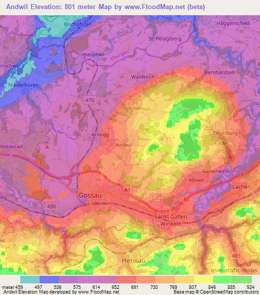 Andwil,Switzerland Elevation Map