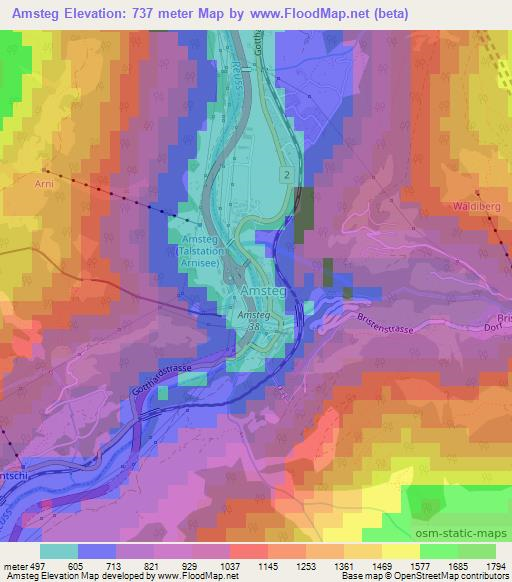 Amsteg,Switzerland Elevation Map