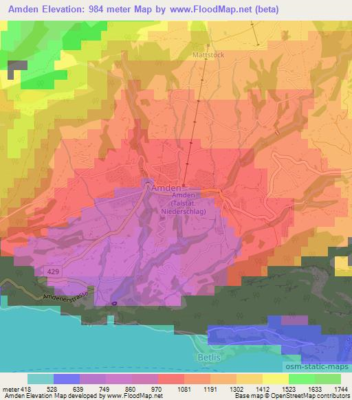 Amden,Switzerland Elevation Map