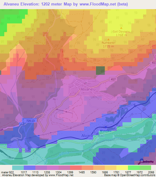 Alvaneu,Switzerland Elevation Map