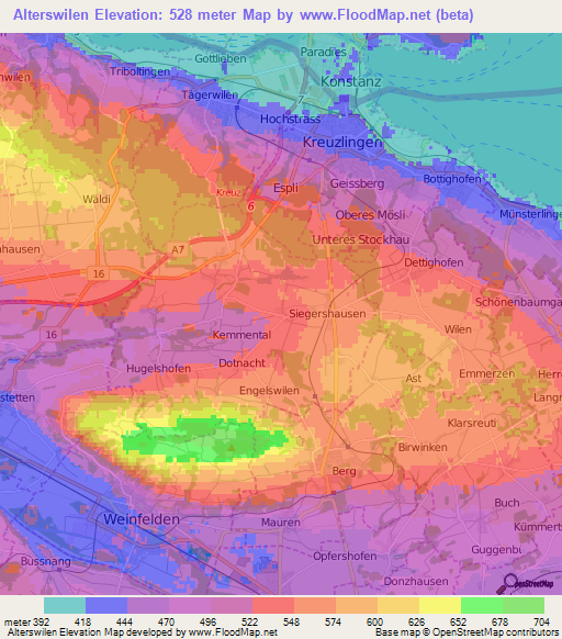 Alterswilen,Switzerland Elevation Map