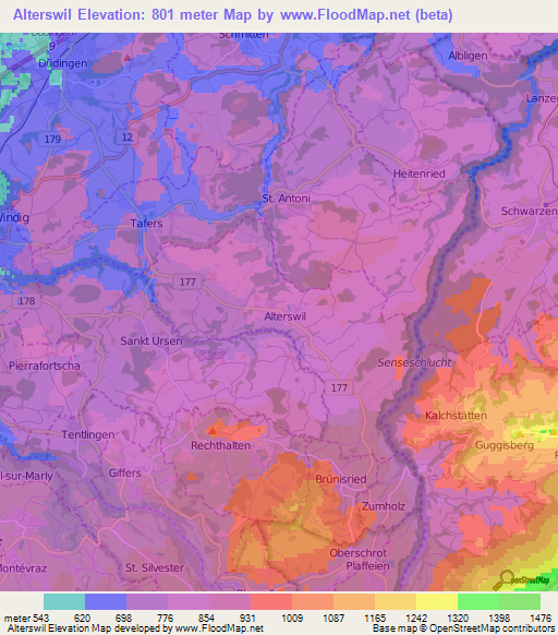 Alterswil,Switzerland Elevation Map