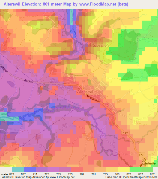 Alterswil,Switzerland Elevation Map