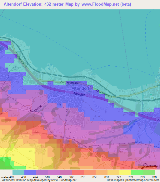 Altendorf,Switzerland Elevation Map