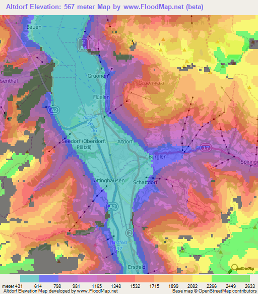 Altdorf,Switzerland Elevation Map