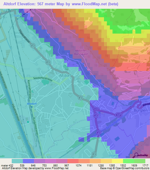 Altdorf,Switzerland Elevation Map