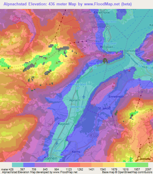 Alpnachstad,Switzerland Elevation Map