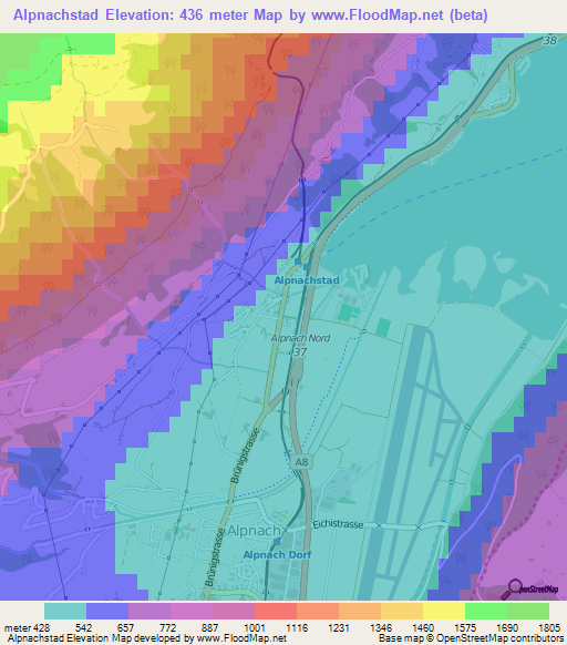 Alpnachstad,Switzerland Elevation Map