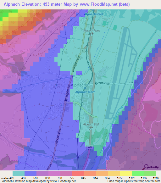 Alpnach,Switzerland Elevation Map